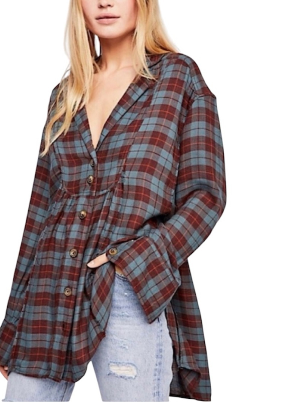 Free People All About The Feels Plaid Shirt